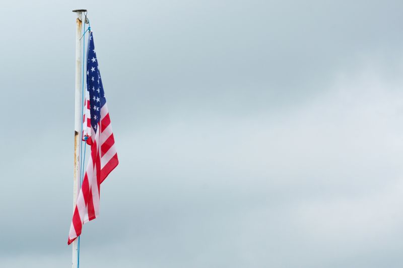 Flagpole Setup in Clear Weather
